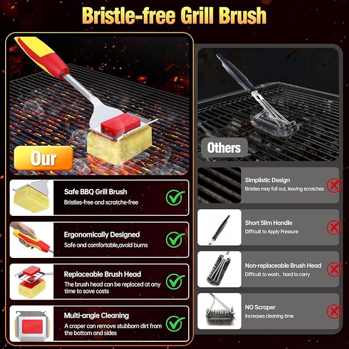Grill Brush Bristle Free for Outdoor Grill, Steam Grill Cleaning Brush - Image 6
