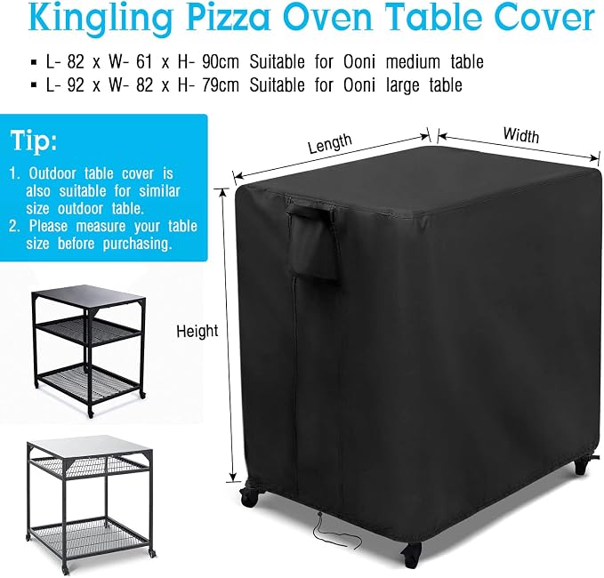 Pizza Oven Table Cover Waterproof 500D Oxford Black
