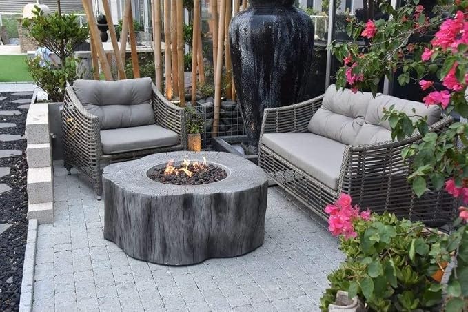 Elementi | Manchester Gas Fire Pit Cast Concrete Semi-Round Fire Table - Image 9