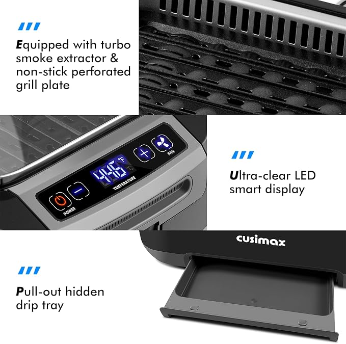 CUSIMAX Smokeless Indoor Grill, 1500W Electric Grill Korean BBQ Grill - Image 3