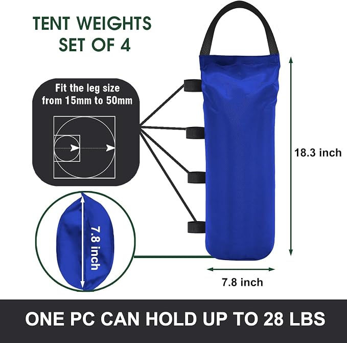 Eurmax USA Weight Capacity 112 LBS Extra Large Pop up Gazebos Weights Sand Bags - Image 2