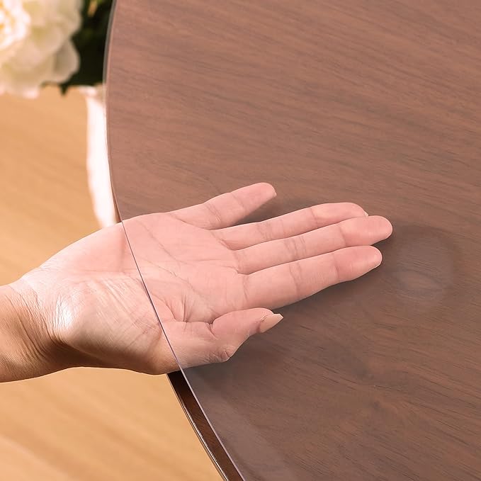 Clear Round Table Cover Protector 36 Inch, 1.5mm Transparent Plastic Table by NAP2WELL
