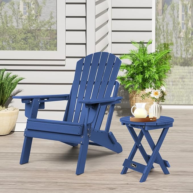 FUNBERRY Outdoor Folding Adirondack Side Table, No Assembly Portable Patio End - Image 9