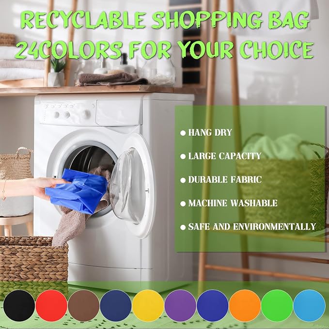 Eccliy 24 Pieces Reusable Grocery Bags Polyester Shopping Bags - Image 3