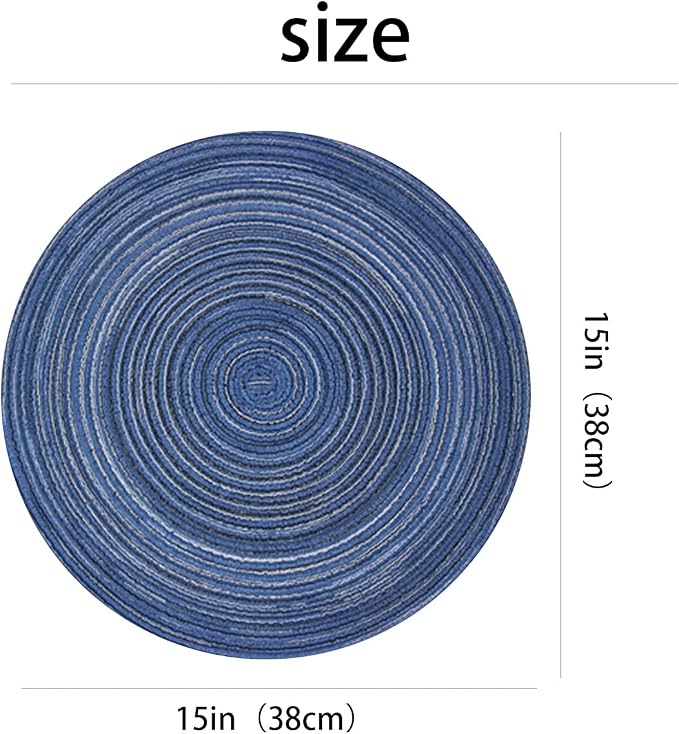PIGCHCY Round Placemats Set of 8 Round Table Placemats Braided Cotton Place - Image 2