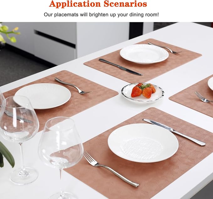 Vinyl Placemats Set of 4 Heat Resistant Easy Clean Non-Slip Place Mats - Image 2