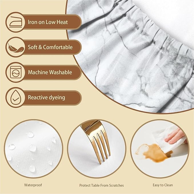 Rectangle Table Cloth Cover Waterproof Elastic Fitted Polyester Fitted - Image 3