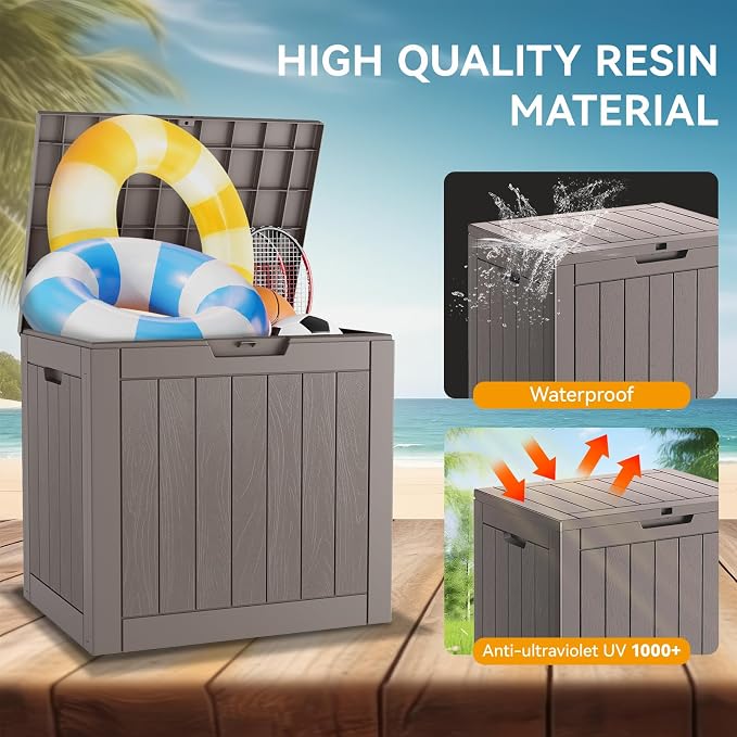 KAMABOKO Deck Box, 32 Gallon Resin Indoor and Outdoor Storage Boxes Waterproof - Image 5
