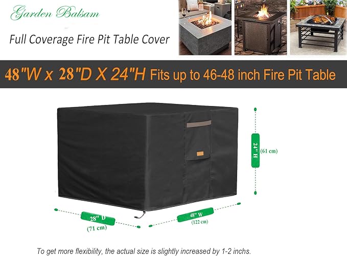 Fire Pit Cover 600D Heavy Duty Waterproof Fabric - Image 2