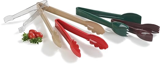 Tongs, 9-Inch Beige Plastic Salad Tongs, Pack of 12