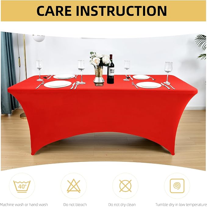 2-Pack 8ft Red Spandex Table Covers - Image 6