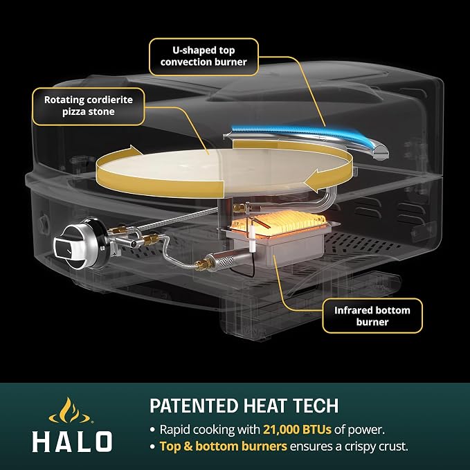 HALO Versa 16 Pizza Oven | 16” Rotating Stone, Patented Dual Burner System - Image 6