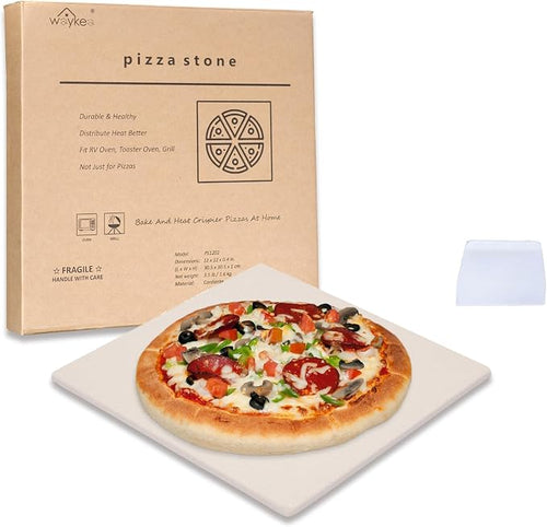 12" x 12" Pizza Stone Square Baking Stone | Premium Cordierite Pizza Grilling by Waykea
