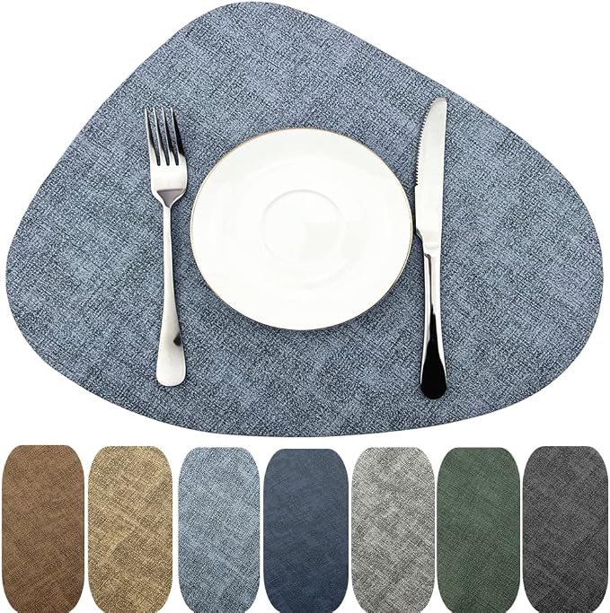 WAZAIGUR Washable Wipeable Waterproof Heat Resistant Faux Leather Placemats Set by WAZAIGUR