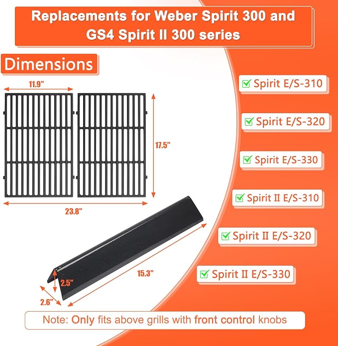 Grill Parts for Weber Spirit 300 and Spirit II 300 Series, 15.3" Flavorizer - Image 2