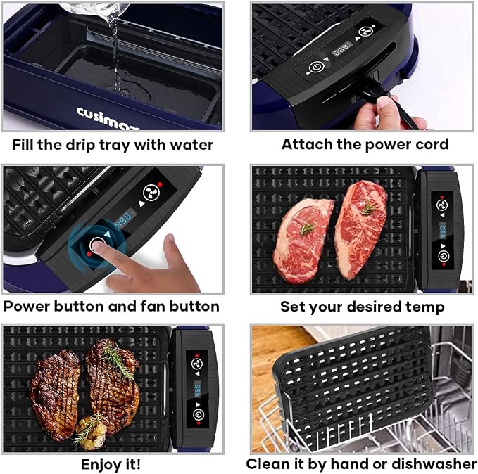 Electric Indoor Grill Griddle, CUSIMAX Smokeless Grill, Portable Korean BBQ - Image 6
