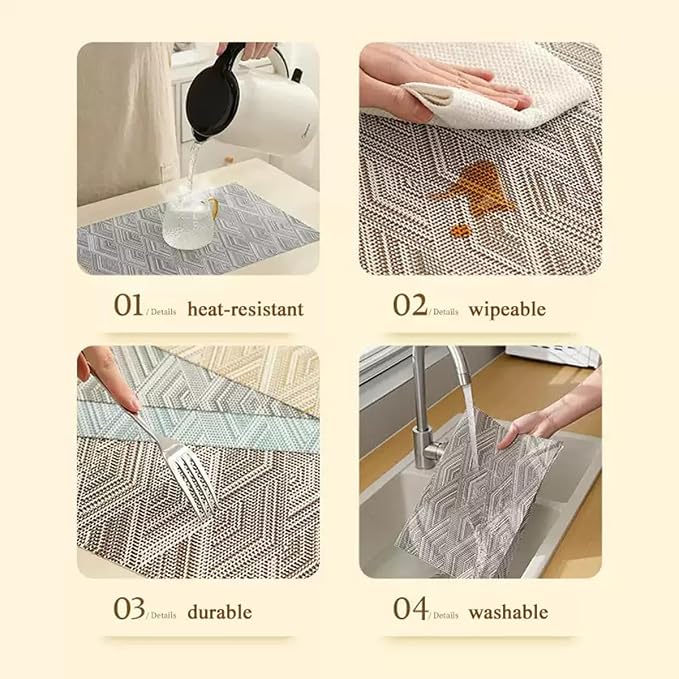 Elegant Placemats Set of 8, Plastic Heat-Resistant Non-Slip Vinyl Place Mats - Image 5