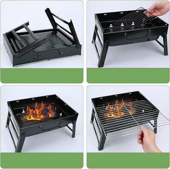 Portable Charcoal Grill for Camping Tailgating Beach Boating Foldable Small - Image 7