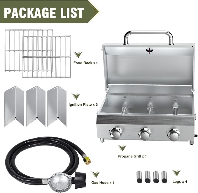 Bestfire 3-Burner Tabletop Gas Grill, 000 BTU Portable Propane Grill - Image 2