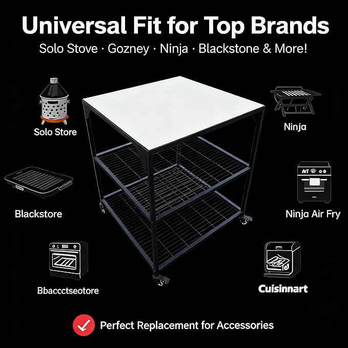JIN BETTER GRILL PARTS Heavy-Duty Steel Frame Outdoor Kitchen Cart | Stainless - Image 5