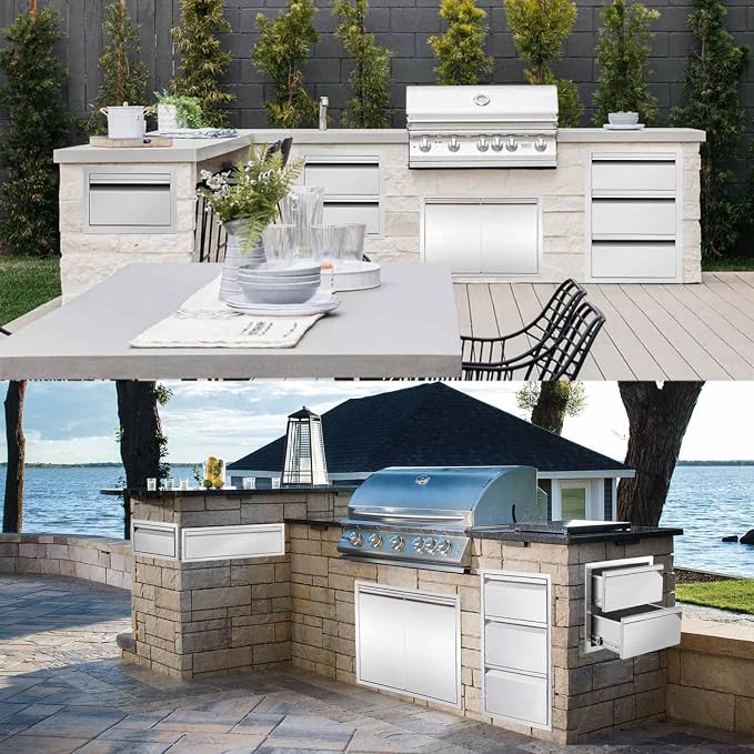30" W Outdoor Kitchen Drawer Stainless Steel BBQ Single Drawer w/Divider Flush - Image 4