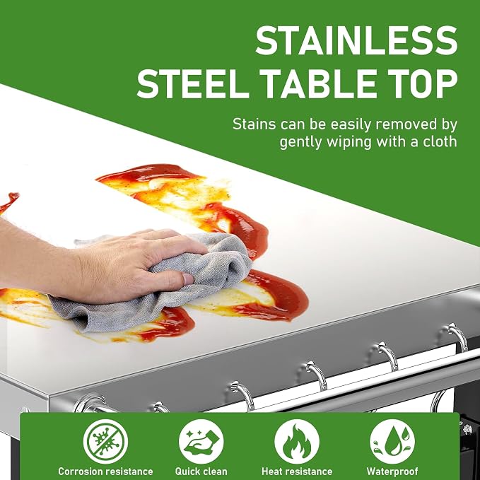 34x21IN Outdoor Grill Table, Grill Stand Cart - Image 6