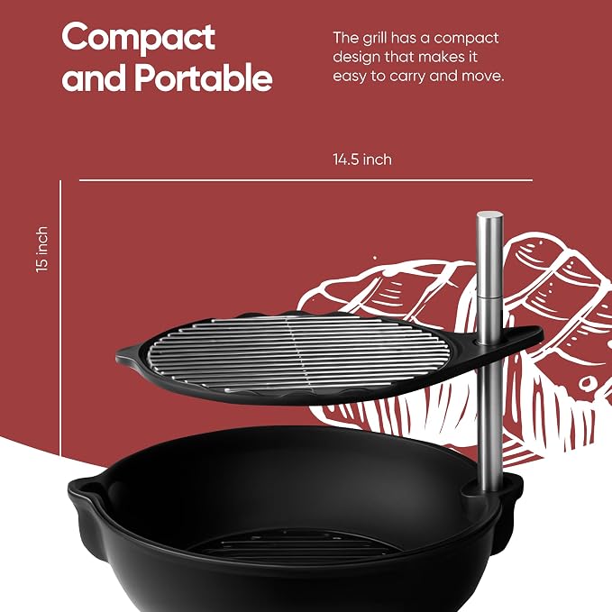 Bola Grill Traveler Portable Charcoal Grill – Small Tabletop BBQ Grill - Image 4
