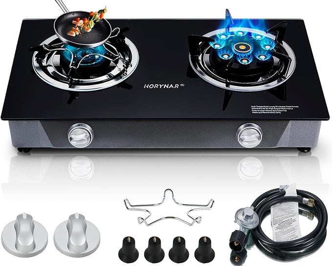 Propane Stove 2 Burner Gas Stove Novel 9 Copper Propane Burners Auto Ignition - Image 8