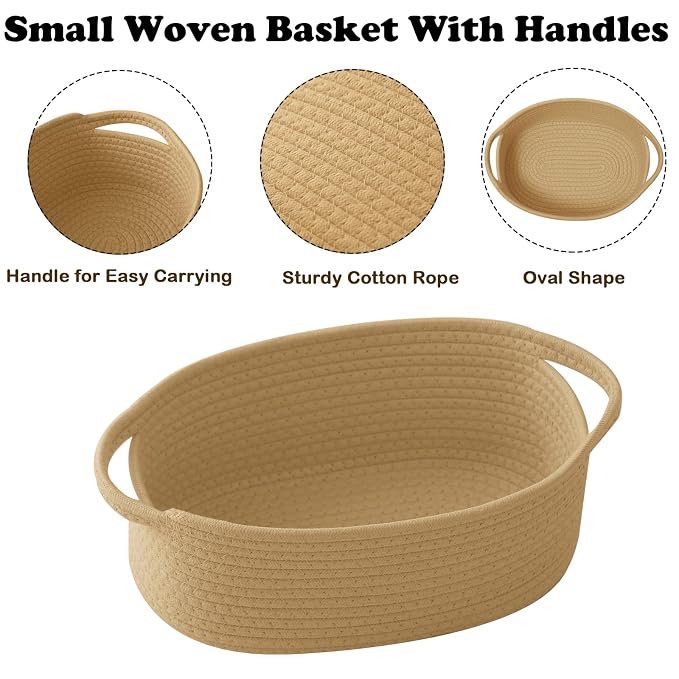 Gift Basket with Gift Bag and Ribbons, Small Rope Woven Shelf Storage, Baskets - Image 3