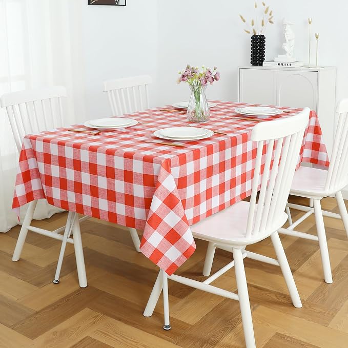 Romanstile Gingham Rectangle Plastic Tablecloth, 100% Waterproof Oil-Proof - Image 2