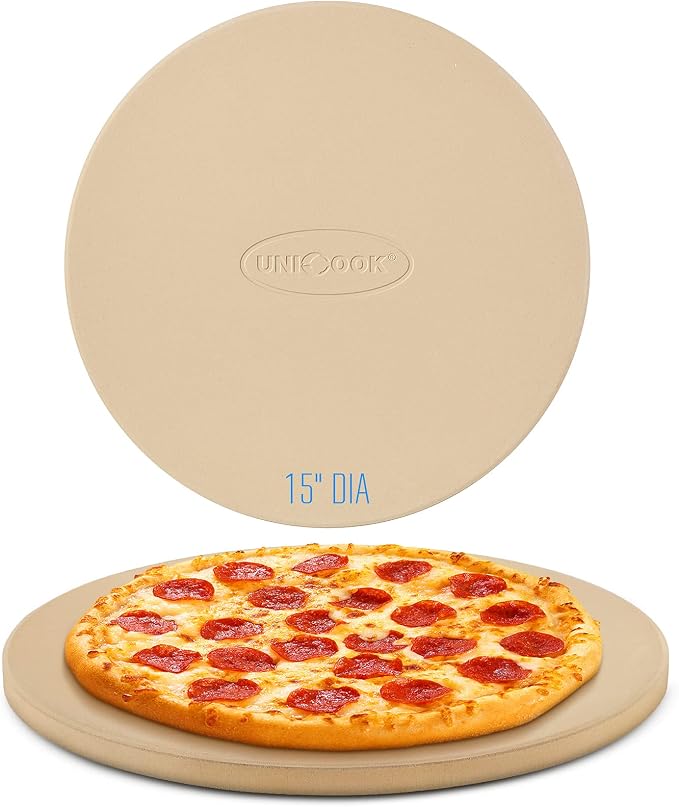 Unicook Pizza Stone for Grill Oven, 15 Inch Round Baking Stone, Heavy Duty by UNICOOK