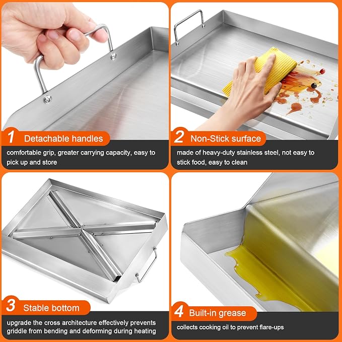 GGC Stainless Steel Griddle for Gas Grills, Universal Flat Top Griddle for Gas - Image 3