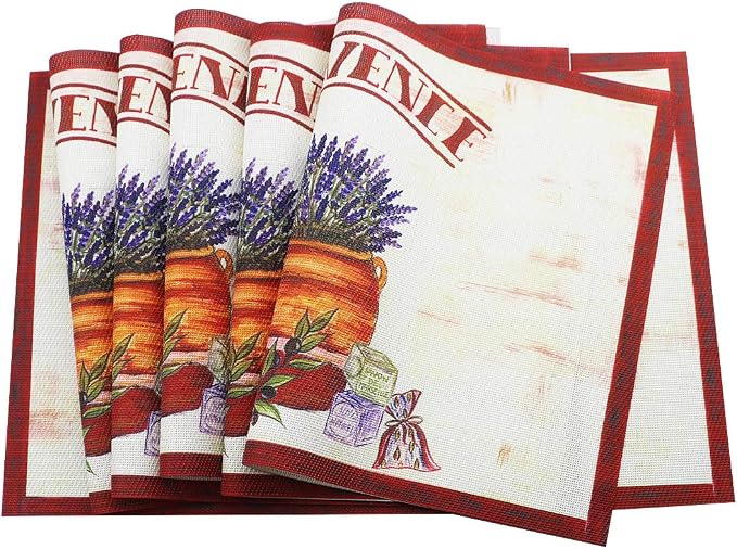 Gugrida Nature Place Mats Set of 6 Washable PVC Dining Table Placemats - Image 7
