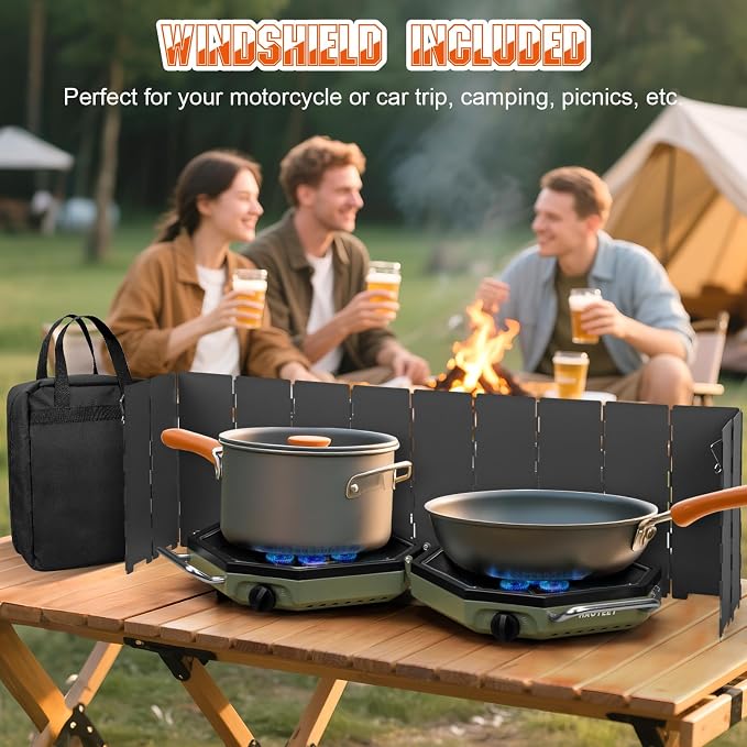 Camping Stove Propane Two Burner, 34000BTU Foldable Camp Stove Gas Propane - Image 6