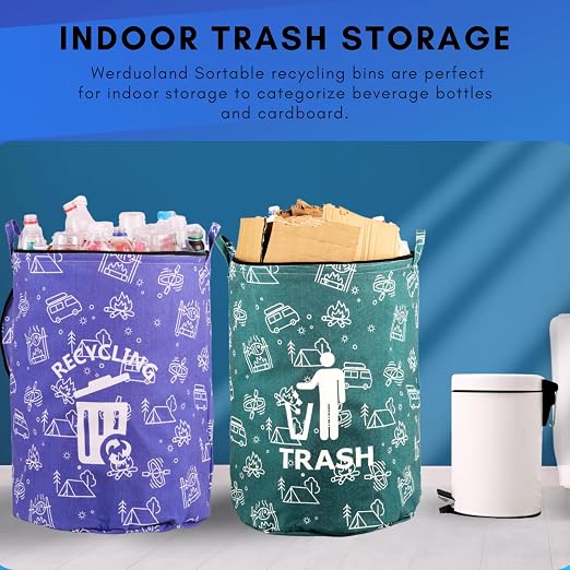 2 Pcs 30 Gallon Collapsible Trash Can Portable Waterproof Reusable - Image 6