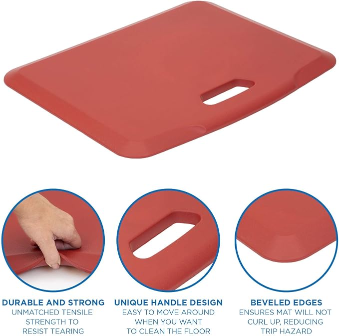 Mount-It! Standing Desk Floor Mat | Red Standing Comfort Mat - Image 3