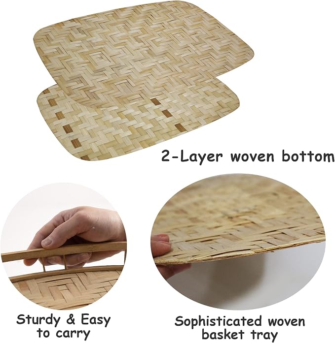 PEMAR Set of 6 Bamboo Wicker Serving Trays - Image 7