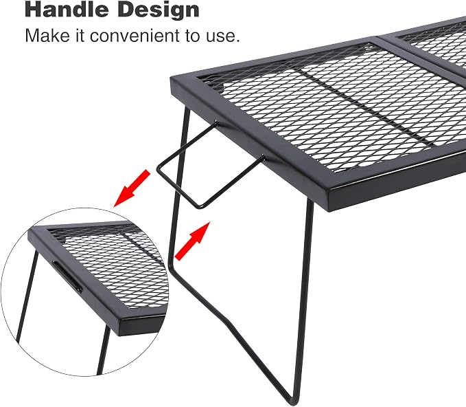 Large Folding Campfire Grill Grate, Portable Heavy Duty Steel Over Fire Camp - Image 4