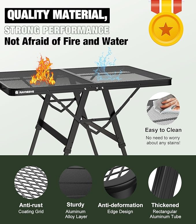 Foldable Grill Table with Mesh Desktop, 200lbs 3Ft Portable Folding Table - Image 3