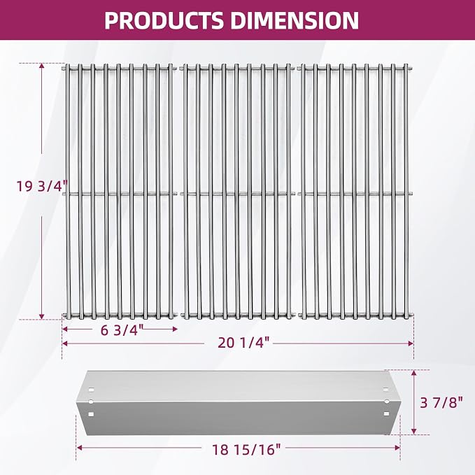 95051 Stainless Steel Heat Plate and 19.75" Cooking Grill Grate Replacement - Image 2