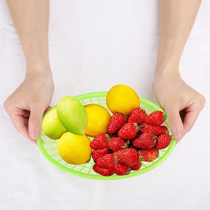 80 Pcs 9 x 5.7 Inch Reusable Oval Fast Food Baskets, Sturdy Plastic Serving - Image 8