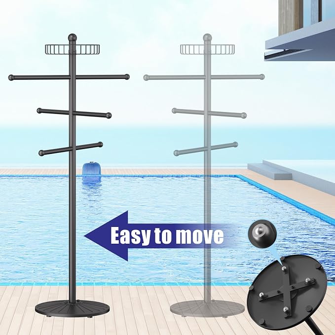 Weighted Pool Towel Rack Outdoor 20 lbs, Removable Pool Towel Holder, Towel Tree - Image 2