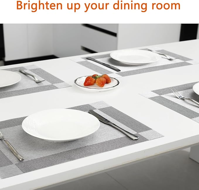 Placemats Set of 6 Washable&Wipeable Silver Place mats - Image 7