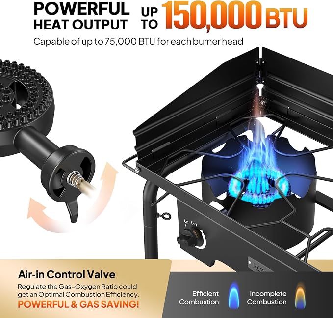 ROVSUN 2 Burner Outdoor Camping Stove - Image 3