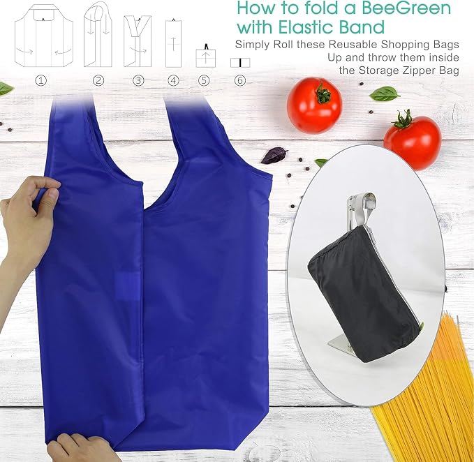 BeeGreen 20 Pack Reusable Grocery Bags w Storage Pouch Reusable Shopping Bags - Image 6