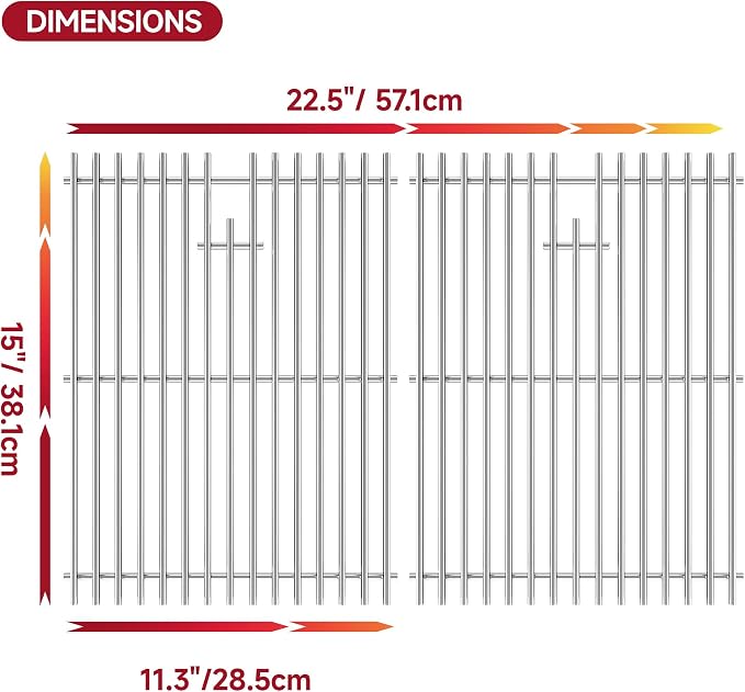15''D x 22.5''W Grill Grates Replacement - Image 2