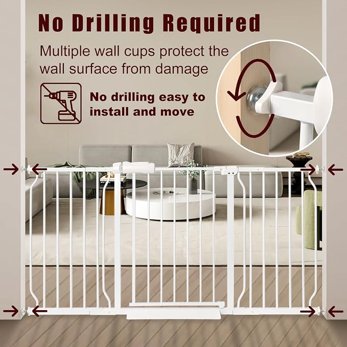 Extra Wide Baby Gate 66.9-71.65 Pressure Mounted, Child Dog Pet Safety Gates - Image 3