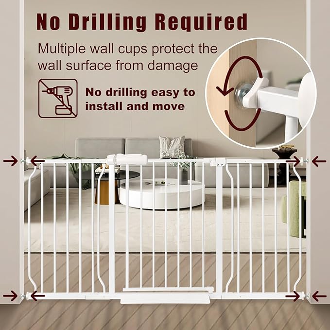 Extra Wide Baby Gate 57.5-66.9 Pressure Mounted, Child Dog Pet Safety Gates - Image 3
