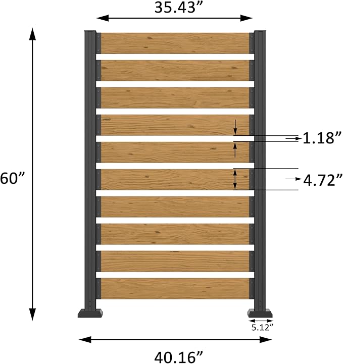 MUPATER 5ft H×3.3ft W No Dig Wooden Privacy Screen, 2 Way to Use, Ideal Outdoor - Image 9