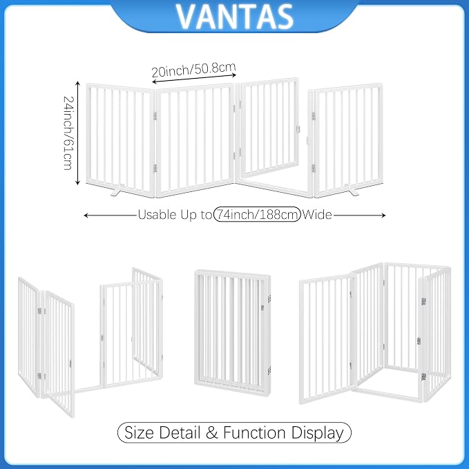 Vantas Folding No-Assembly Metal Pet Gate 80" Wide, Freestanding Accordion - Image 7